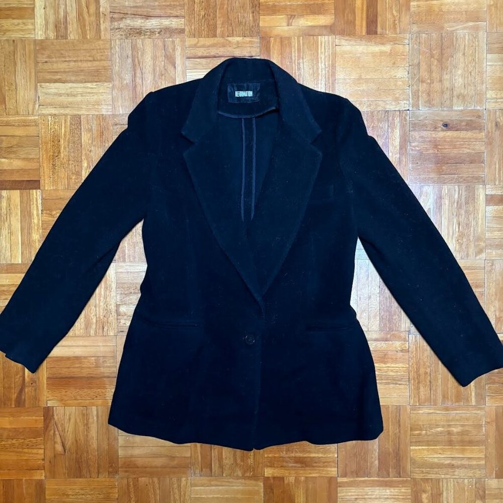 Reformation Double Breasted Blazer Wool Blend